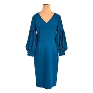 David Meister Bright Blue Puff Sleeve Evening Dress Sz 6